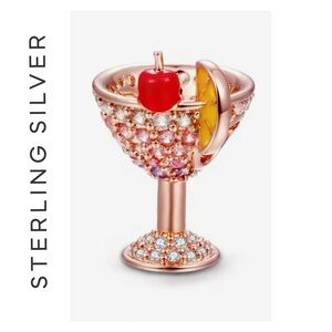🌟 14K Rose Gold Plated Martini Glass Charm